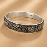 Engraved Silver Bangle